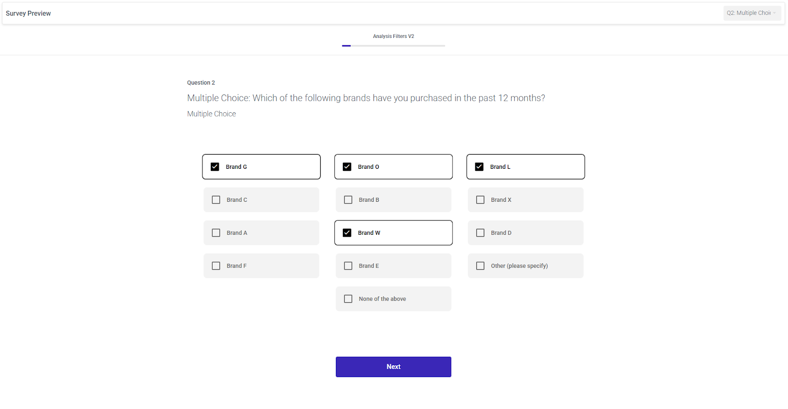 Customise Choice Columns Question Preview